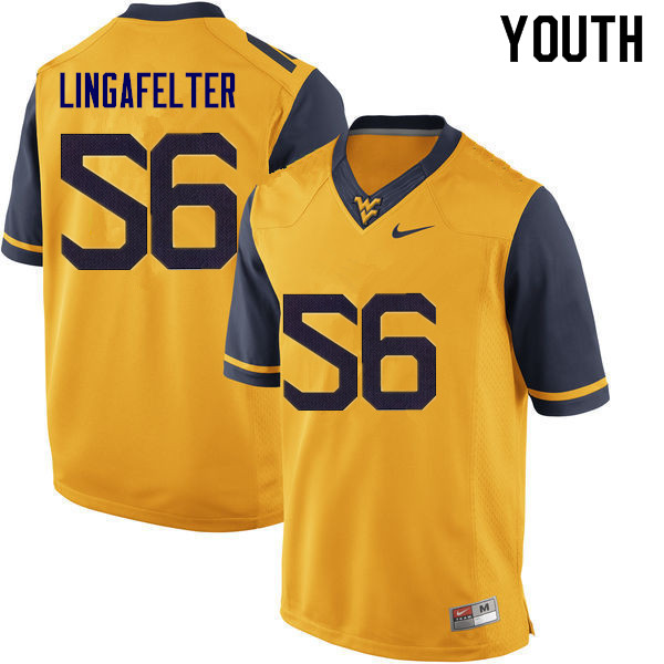 Youth #56 Grant Lingafelter West Virginia Mountaineers College Football Jerseys Sale-Gold - Click Image to Close